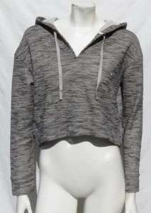 SATURDAY SUNDAY Anthropologie Gray Sweatshirt Rehearsal Hoodie Crop Top sz US S - Picture 1 of 5