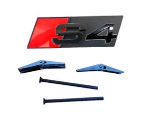 For Audi S4 Hood Emblem Grille Badge Front Bonnet Decal Gloss Black Logo Sport - Picture 1 of 1
