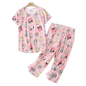 Womens Capri Set Sleepwear Pajamas Woman Sleep Nightshirt - Picture 1 of 3