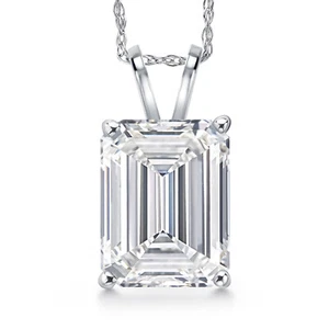 4.00 Ct IGI Certified Emerald Cut Lab Grown Diamond Pendant Necklace For Women - Picture 1 of 6