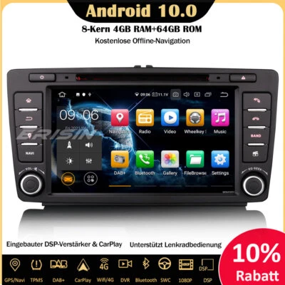 8-Kern 64GB DAB+Autoradio Android 10 Navi CD Für Skoda Octavia Yeti Superb Rapid - Bild 1 von 4