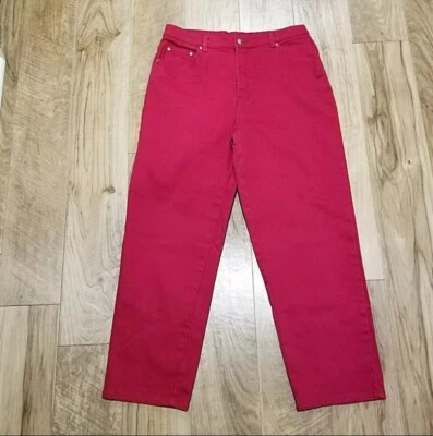 Pantalones de mezclilla rojos de tiro alto vintage años 90 y2k Style & Co mamá 14P Petite para mujer 32x27 Foto 1 de 4