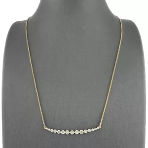 18k Yellow Gold Diamond Curving Bar Ladies Necklace .85 TCW - Picture 1 of 6