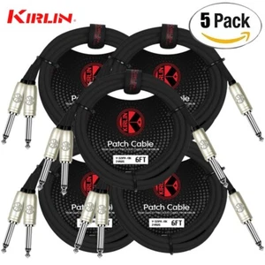 5-PACK Kirlin 6FT 1/4" Mono To Dual 1/4" Mono Noise-Free Y-Cable Y-321 PR-06/BK - Picture 1 of 1