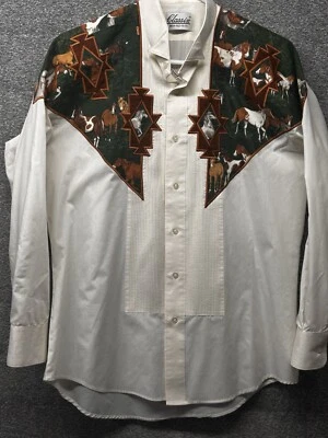 Vintage Western Horse Appliqué Button Down Shirt Size Medium - Image 1 of 4
