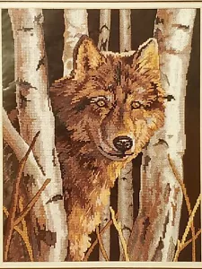 Dimensions WOLF VISION printed cross stitch FABRIC ONLY 11 x 14 2001 wolves - Picture 1 of 12