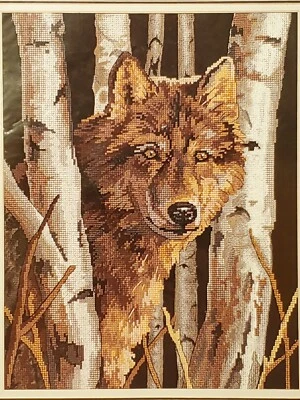 Dimensions WOLF VISION printed cross stitch FABRIC ONLY 11 x 14 2001 wolves - Image 1 of 4