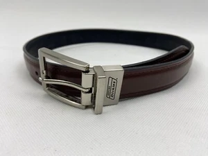 Dickies Belt Reversible Black Brown Bonded Leather Silver Buckle Boys 26/28 - Picture 1 of 6