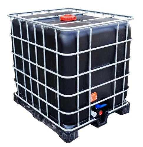 1000l IBC Wassertank Container GESPÜLT SCHWARZ PE/Stahl-Palette - Bild 1 von 1