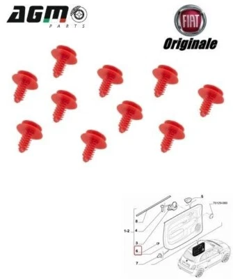 KIT 10 PERNO PANNELLO INTERNO PORTA ANTERIORE ORIGINALE FIAT 500 PANDA 71773980 - Immagine 1 di 4