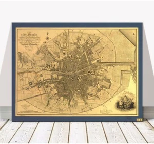 Vintage Street Map of DUBLIN 1797 CANVAS PRINT 32x24" - IRELAND - Picture 1 of 1