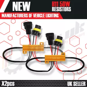 H11 LED DRL Fog Light CANBUS 50W 6Ohm Load Resistors Warning Error Free - Picture 1 of 7