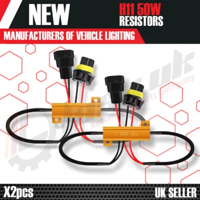 H11 LED DRL Fog Light CANBUS 50W 6Ohm Load Resistors Warning Error Free - Image 1 of 4