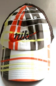 Nike Golf Hat Brown Orange Yellow Plaid Snapback Embroidery - Picture 1 of 10