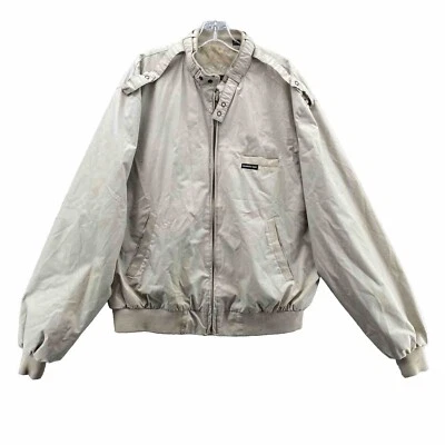 Vintage Members Only Jacket Men's 46L Beige Moto Windbreaker Bomber 80's Retro - Image 1 of 4