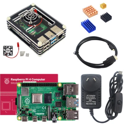 Raspberry Pi 4 (2/4/8GB) Starter Kit | Power Supply, Case with Fan, 32GB SD Card - Image 1 of 4