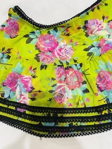 Vintage Betsey Johnson Gypsy Rose Green Pink Bikini Lace Mesh Lace Swim XS/S - Picture 1 of 12