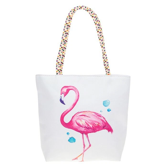 Small Canvas Flamingo Tote Bag - Shopping Bag - Holiday Bag - Flamingo Design - Image 1 of 1