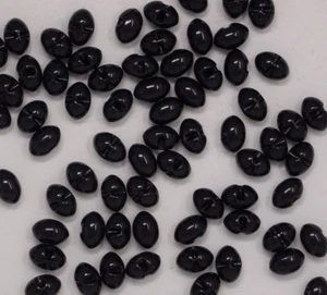 Vintage Oblong Eclipse-Shaped Black Shank Bead Button 13mm Lot of 10 B102-3 - Picture 1 of 8