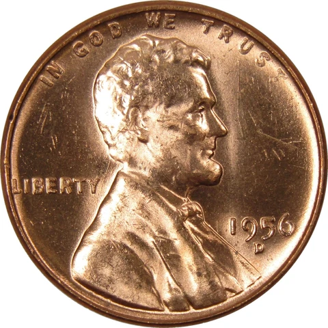 1956 D Lincoln Wheat Cent BU Uncirculated Mint State Bronze Penny 1c Coin Cover