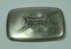 VINTAGE Silvertone BELT BUCKLE COVERED WAGON Western Lightweight Surface Wear - Picture 1 of 9