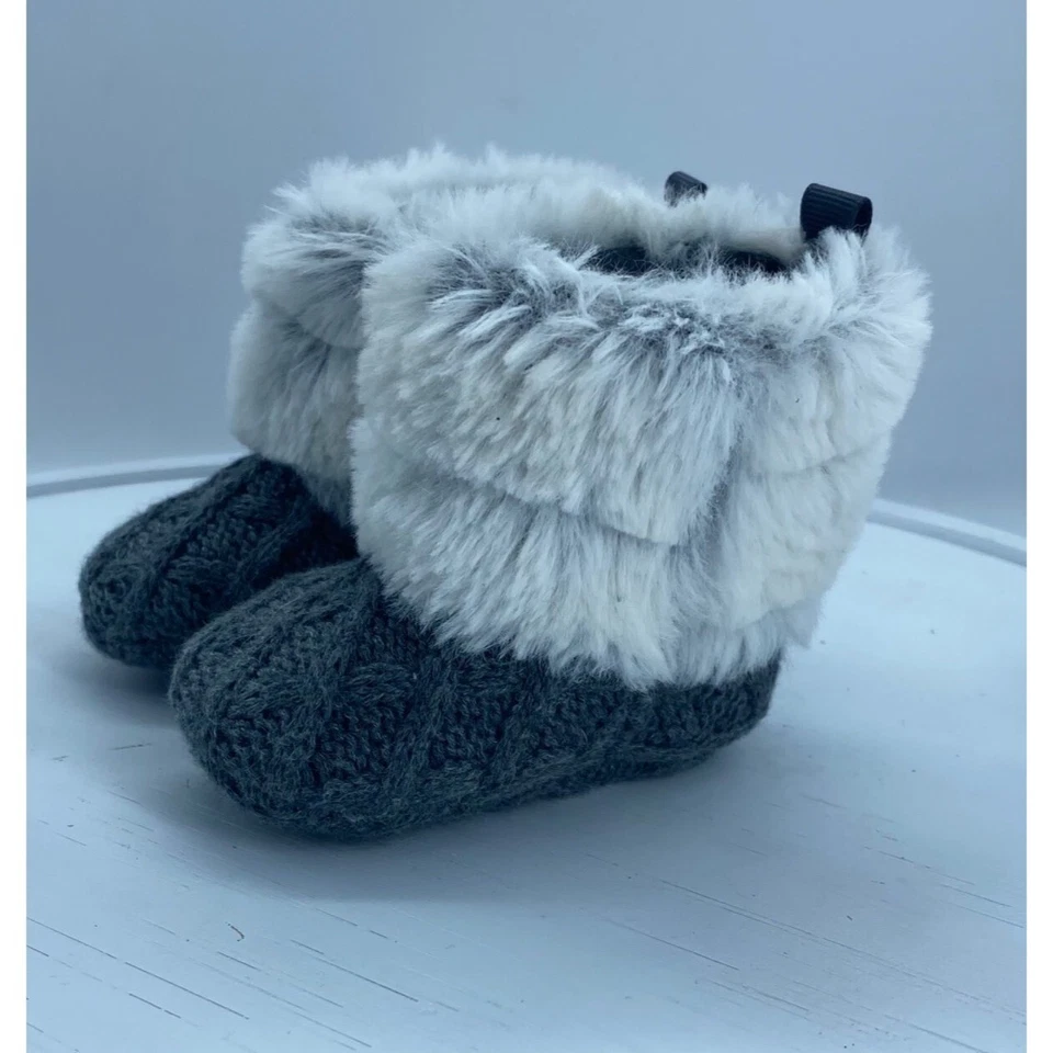 Botas de inverno Stepping Stones bebê 3-6M 3-6 meses malha de pele sintética cinza - Imagem 1 de 4