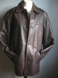 VINTAGE DISTRESSED LEATHER JACKET COAT 38 40 42 small roomy soft heavy BARNEYS - Picture 1 of 20