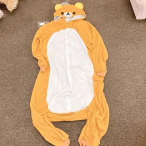 Felpa con cappuccio San-x Rilakkuma Kigurumi a pois 4 taglia sconosciuta taglia marrone Kawaii JP - Foto 1 di 24