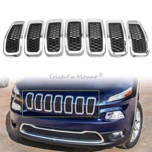 7pcs Front Bumper Grill Inserts Honeycomb Mesh Grill For Jeep Cherokee 2014-2018 - Picture 1 of 21