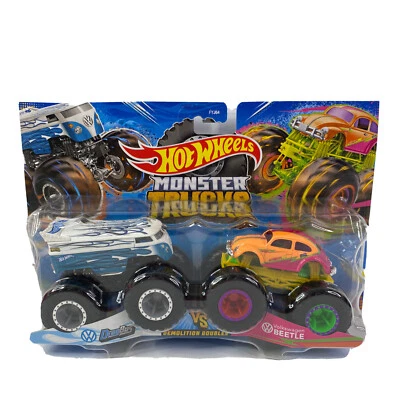 Hot Wheels 2021 Monster Trucks Demolition Doubles Drag Bus Vs VW Beetle - Image 1 of 4