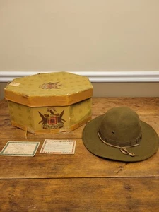 Sombrero de fieltro vintage Boy Scouts of America BSA Scout Leader con caja y papeleo - Imagen 1 de 14