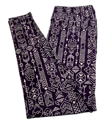 LuLaRoe Leggings TC Tall Curvy AZTEC Southwest Western PURPLE Stripe Stretchy - Image 1 of 4