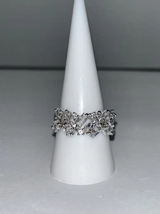 Size 9 ETERNITY BOUND Diamond Cubic Zirconia Ring on Rhodium Bomb Party - Picture 1 of 4