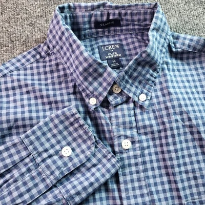 J Crew Mens Classic Fit Flex Washed Gingham Button Down Shirt Size Medium - Image 1 of 4
