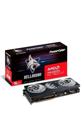 Power Color Hellhound AMD Radeon RX 7800 XT 16GB GDDR6 RX7800XT GPU Black - Image 1 of 4