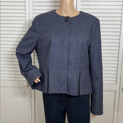 Chaqueta LK BENNETT Aurore Luna Mezcla Lana Azul Negocios Profesional Talla 14 Foto 1 de 4