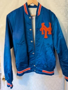  New York Mets Starter Satin Bomber Baseball Jacket Vintage Diamond Large Vint. - Picture 1 of 19