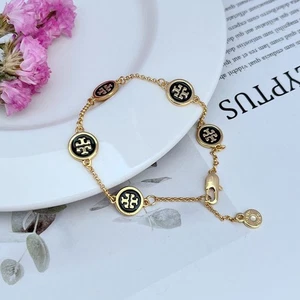 New! Tory TB logo Circle White Bracelet black Jewelry Pouch Size : 21cm - Picture 1 of 3