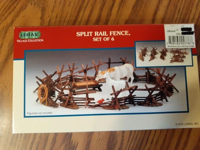 NIB 2002 LEMAX Village Collection  Split Rail Fence set of 6 #24776A - Image 1 of 2