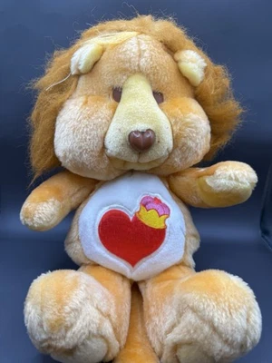 Vtg Care Bears Brave Heart Lion Plush Doll Care Bear Cousins Heart Crown 1984 - Image 1 of 4