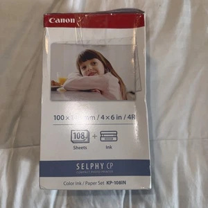 Canon Selphy KP-108IN Color Ink Paper Set 108 4x6 Sheets with 3 Toners - Photo 1/4
