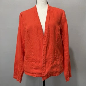 Tahari 100% Linen Cardigan Jacket Womens Sz S Coral Quiet Luxury Resort Coastal - Picture 1 of 9