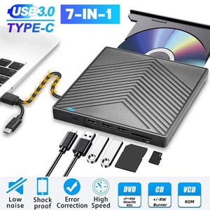 USB External CD RW DVD Writer Burner Player Drive for PC Laptop Windows - Afbeelding 1 van 11