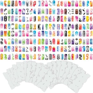 280 Airbrush Nail Art STENCIL DESIGNS Set 6 - 20 Template Sheets Kit Brush Paint - Picture 1 of 5