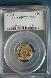 1977-S PCGS PR70DCAM Roosevelt Proof Dime * Top Pop * Deep Cameo Beauty * - Picture 1 of 4