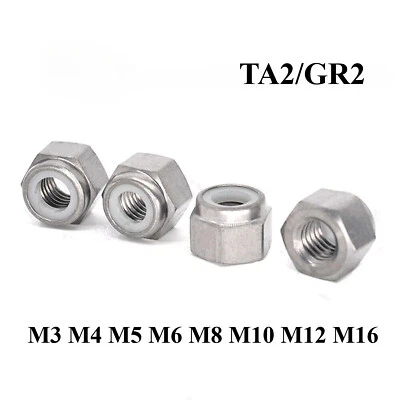 Titanium Nut M4 M5 M6 M8-M16 External Hex Insert Nylon Lock Ti Alloy TA2/GR2 Nut - Image 1 of 4