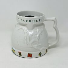 Starbucks Coffee Travel Mug Around The World Globe Map 3D White Ceramic Chubby