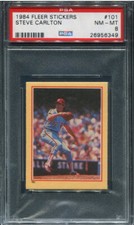 PSA 8 NM MINT 1984 FLEER STICKERS STEVE CARLTON #101 PHILLIES HOF 56349 B184