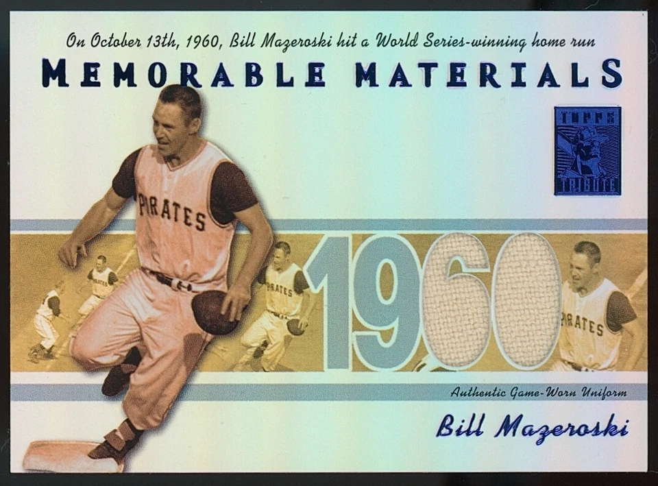 2002 Topps Tribute Memorable Materials Season (Blue) Bill Mazeroski Uni #44/60 - Image 1 of 2