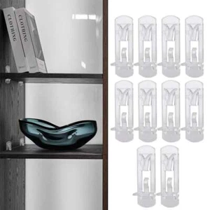 10Pcs Locking Cabinet Shelf Support Pegs 5mm Shelf Pins Clear Shelf Clip Plastic - Picture 1 of 13